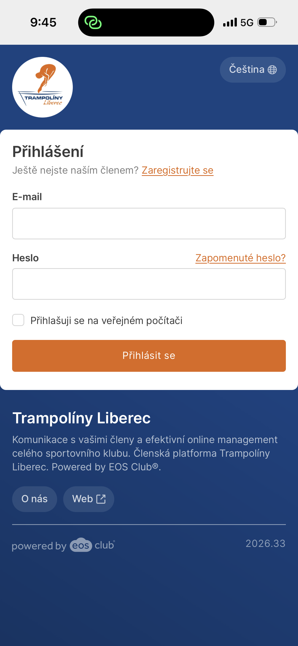 Otevři přihlašovací stránku